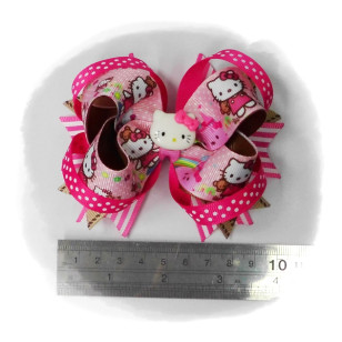 Hello Kitty Grosgrain Ribbon Girls 4" Boutique Bow Hair Bows ( Hair Clip or Hair Band ) # Style A